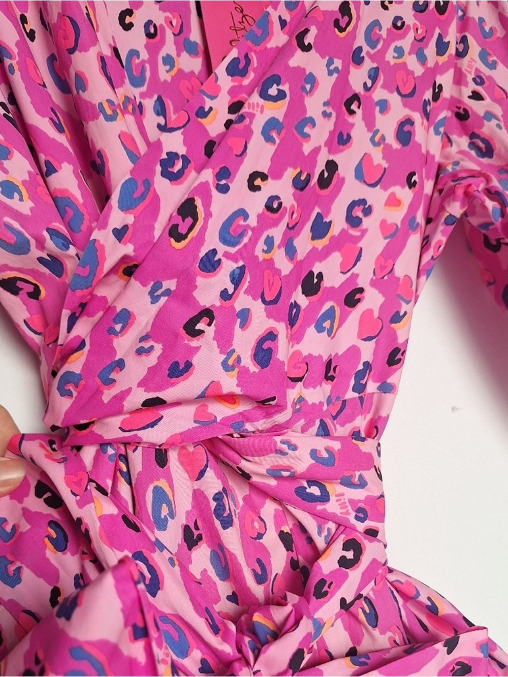 Lilly Pulitzer Juney Faux Wrap Midi Dress | Wild Fuchsia | Puff Sleeve | 6 - Picture 3 of 14